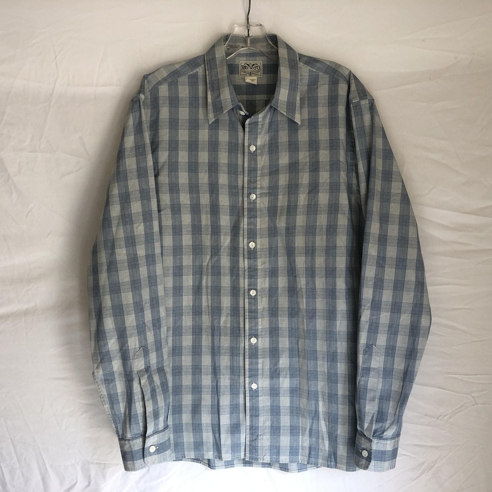 RRL Shirt Mens XL Blue Check 100% Cotton Long Sleeve Button Front Casual